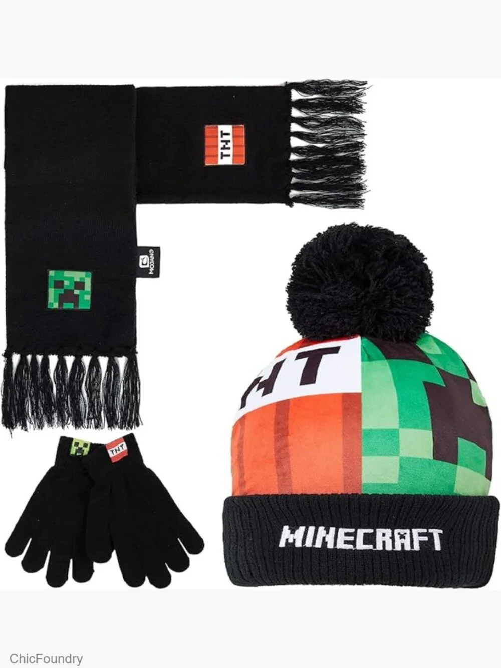 3-Piece Winter Set Hat Scarf Gloves for Boys Teens